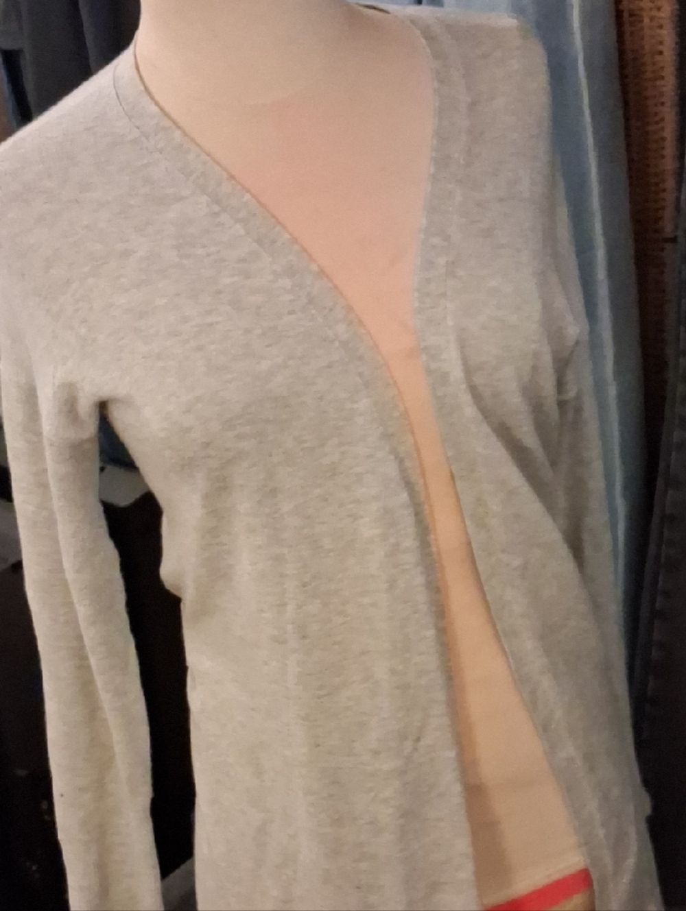 Light Gray Open Front Cardigan
